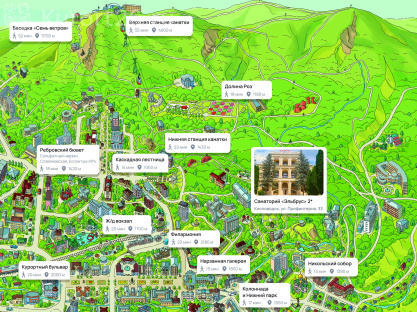 Санаторий «Эльбрус» Кисловодск — карта расположения